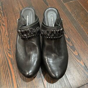 Vera Wang Lavender Label Black Beaded Mules